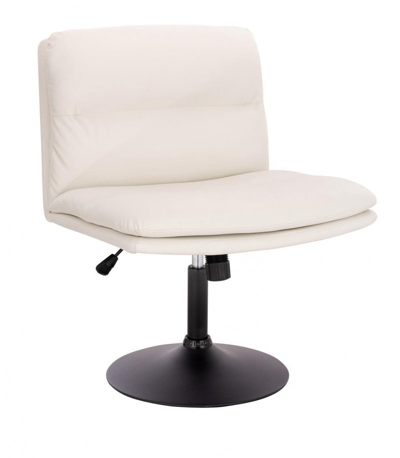 Scaun rotativ NAPPA alb, baza disc neagra