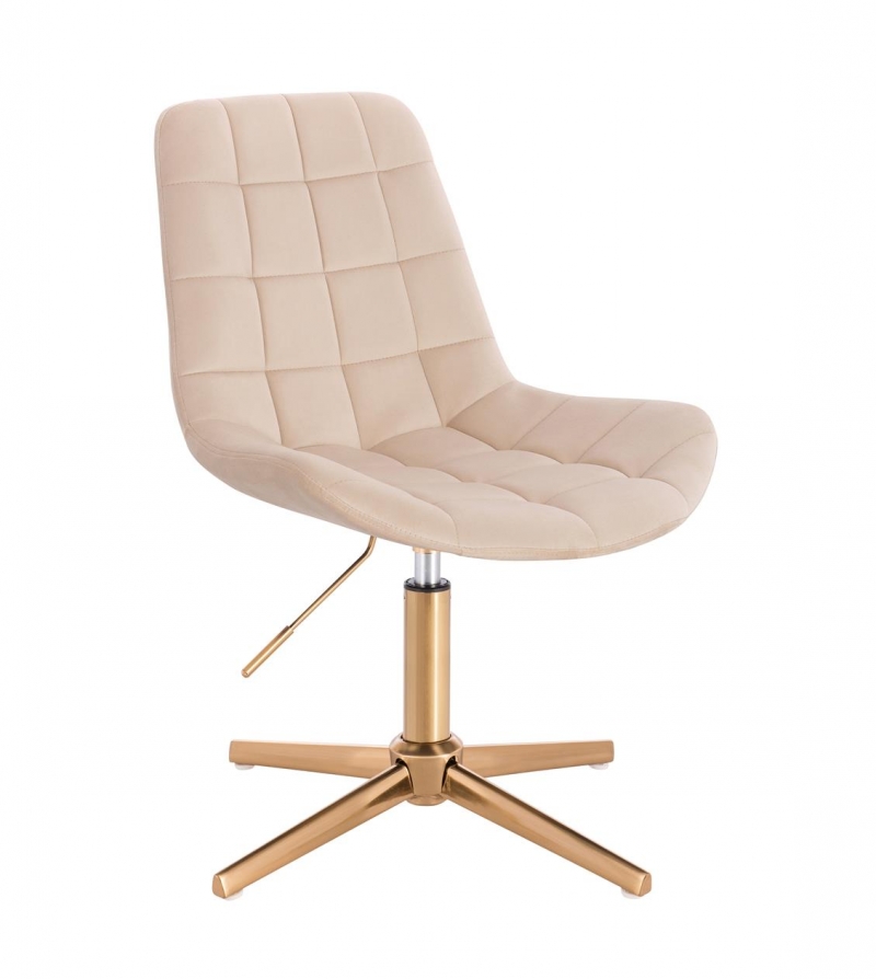 Scaun rotativ VOSS culoare crem, baza aurie